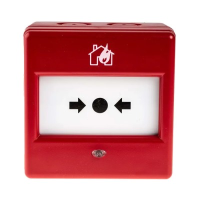 Eaton Red Break Glass Call Point, Break Glass Operated Outdoor Resettable IP66 IP24D 87x87x53mm 4990047FULL-0457X