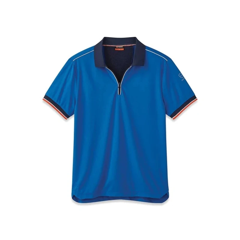 Parade Blue Polyester Short Sleeve Polo Shirt Size S/3XL with YKK Zip OLLEY 17OLLEY*1452TS