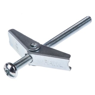 RawlPlug Carbon Steel Spring Toggle Cavity Fixing, 18 mm Fixing Hole Diameter, 80 mm Length, Zinc Plated 94-464