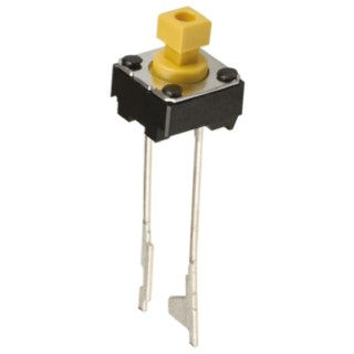 Omron IP00 Yellow Tactile Switch Plunger 3 mm SPST 50mA 24 V dc Through Hole B3F-6052