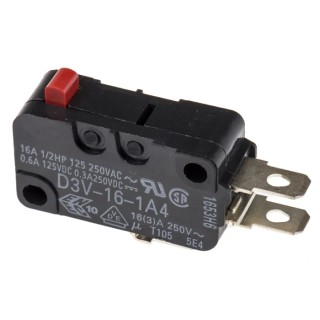 Omron Pin Plunger Micro Switch, Solder Tab Terminal, 16A 250V AC, SPDT, IP40 D3V-16-1A4