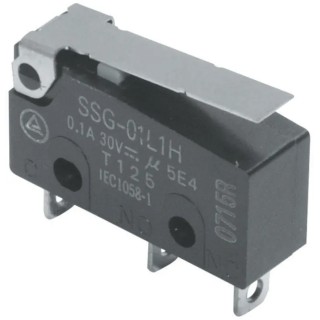 Omron Subminiature Micro Switch Hinge Lever Solder Terminal 100mA 250V AC 30V DC SPDT IP40 SSG-01L1H