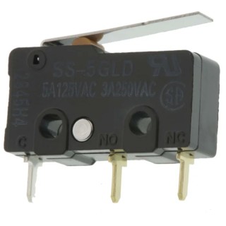 Omron Subminiature Hinge Lever Micro Switch, Through Hole Terminal, 5A, 250 V ac, SPDT, IP40 SS-5GLD