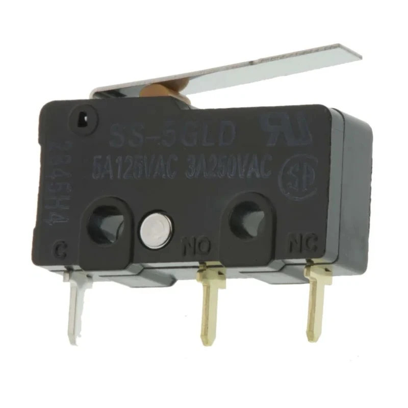 Omron Subminiature Hinge Lever Micro Switch, Through Hole Terminal, 5A, 250 V ac, SPDT, IP40 SS-5GLD