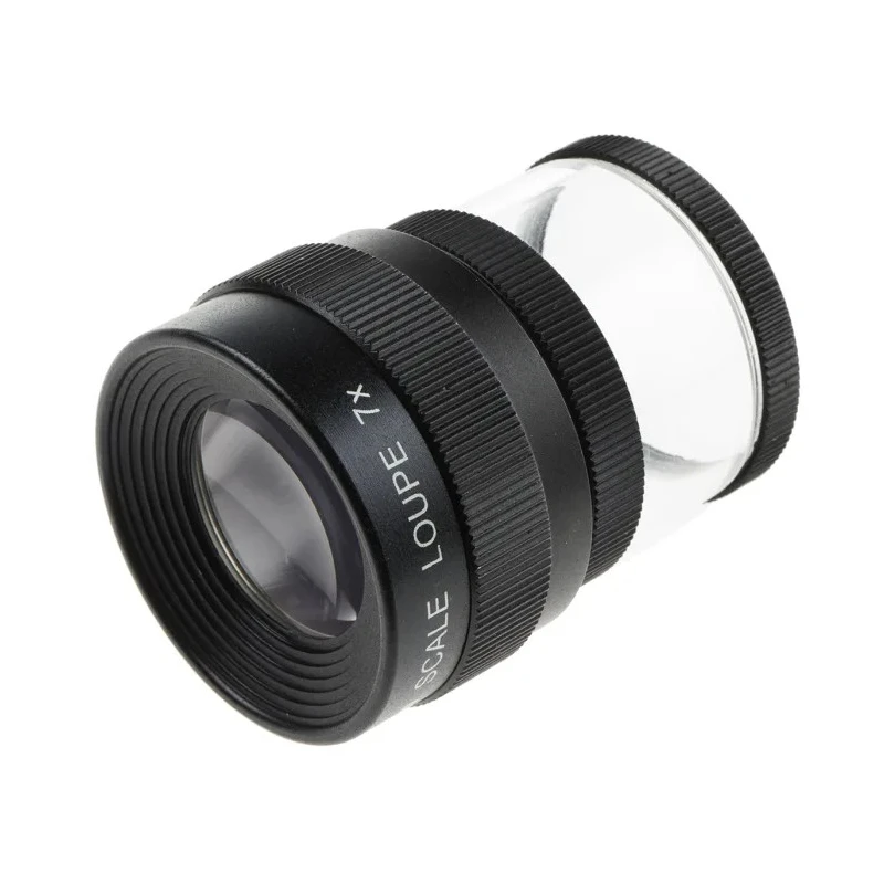 RS PRO Graticule Magnifier 7x Magnification Black Anodised Aluminium Body with Metric No.2 Scale 0-20mm x 0.1mm 683-0822