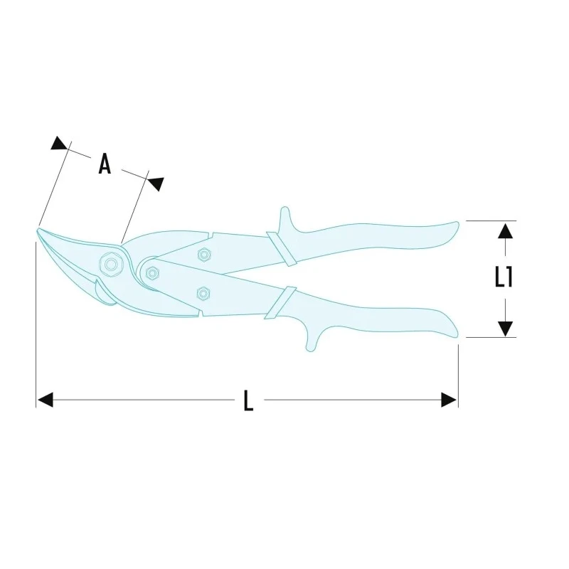 Facom Shears for Stainless Steel, Ergonomic Anti-Slip Handle, Chrome Molybdenum Blades, 245mm Overall Length 982.G