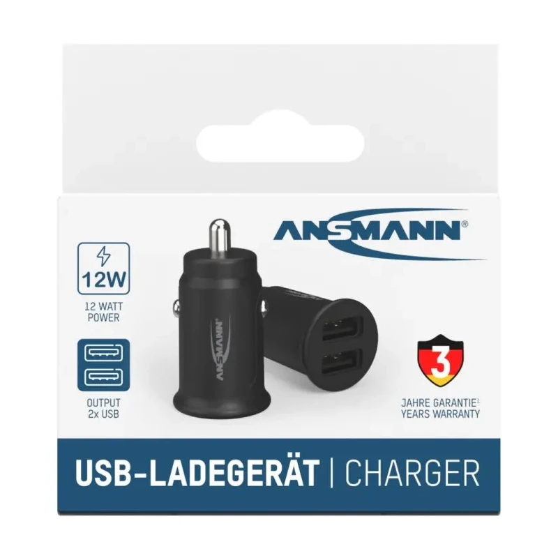 Ansmann Car Charger USB 12V-24V DC Input, 5V DC Output 2.4A, 30W Power, CE Certified 1000-0030-520