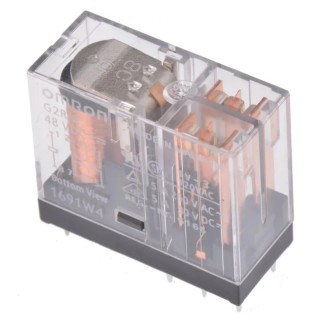 Omron PCB Power Relay 48V DC Coil, 5A Switching Current, DPDT, Solder Terminal G2R-2 DC48