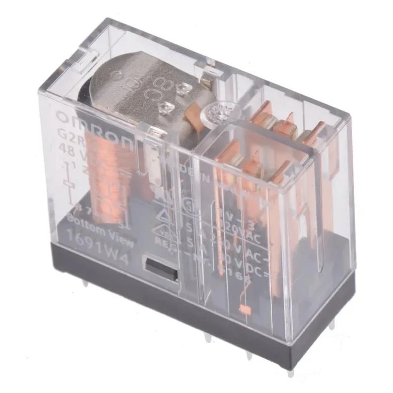 Omron PCB Power Relay 48V DC Coil, 5A Switching Current, DPDT, Solder Terminal G2R-2 DC48