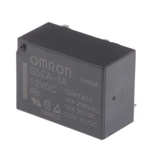 Omron PCB Power Relay 12V DC Coil, 10A Switching Current, SPST Contact Configuration G5CA-1A DC12