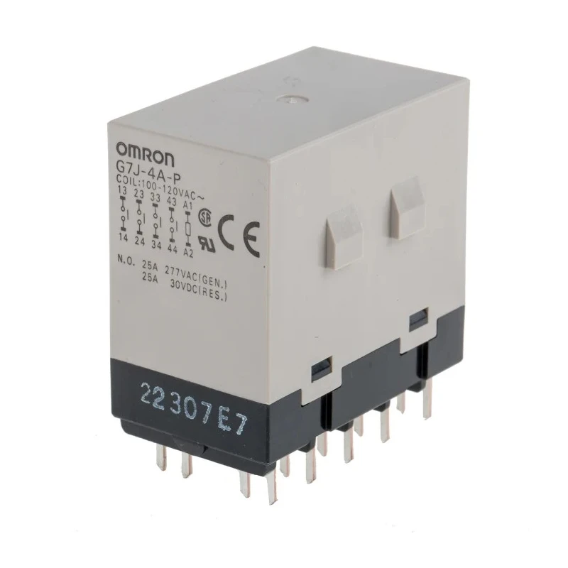 Omron PCB Power Relay 120V AC Coil 25A Switching Current 4PST-NO G7J-4A-P AC100/120