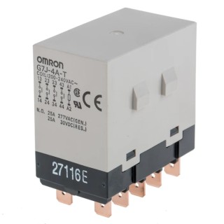 Omron Power Relay PCB Mount 240V AC Coil 25A Switching Current 4 NO Contacts G7J-4A-T 200/240VAC