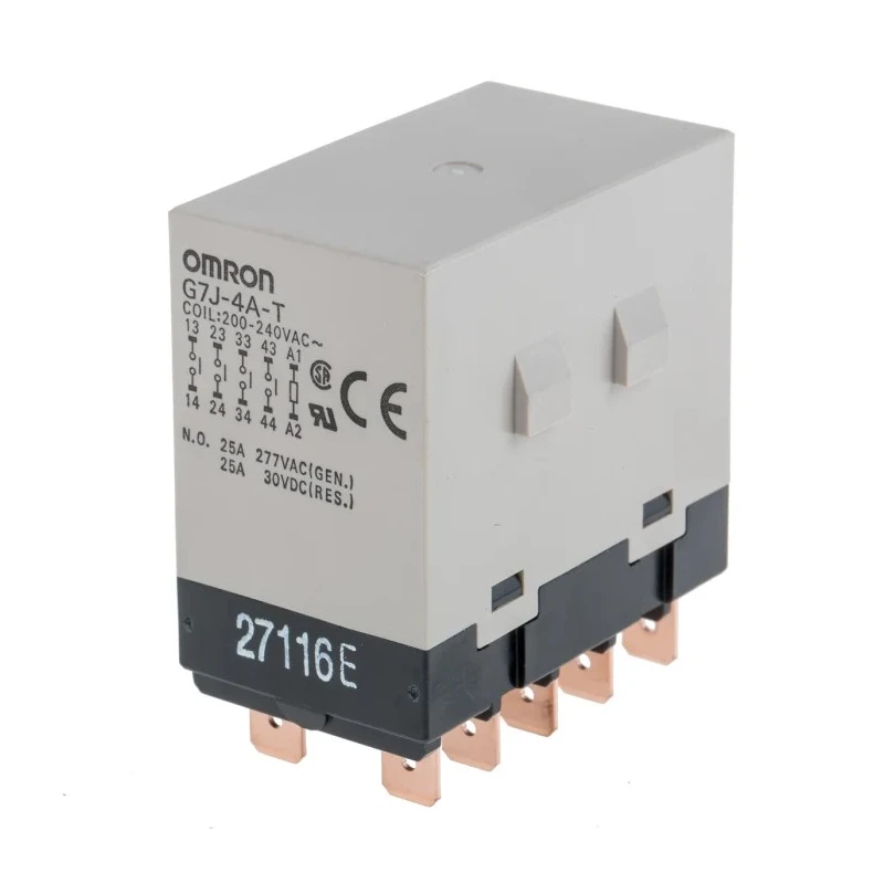 Omron Power Relay PCB Mount 240V AC Coil 25A Switching Current 4 NO Contacts G7J-4A-T 200/240VAC