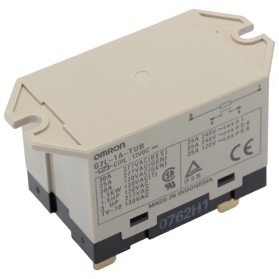 Omron Flange Power Relay 12V DC Coil 1.9W Power 30A Switching Current SPST Quick Connect Terminals G7L-1A-TUB 12DC