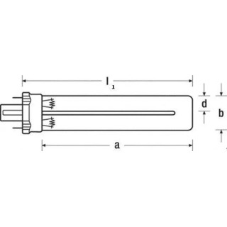 Osram Germicidal Lamp, 5 W Power, G23 Base, 108 mm Length, 254 nm Peak Wavelength, HNS-S-5W-G23