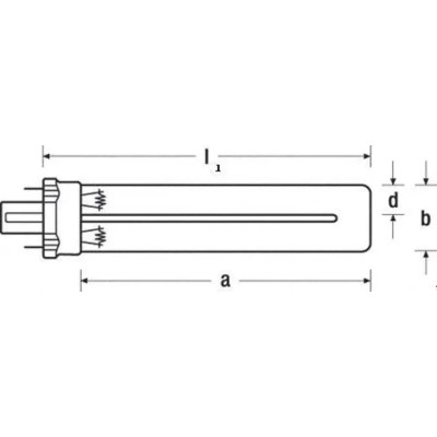 Osram Germicidal Lamp, 5 W Power, G23 Base, 108 mm Length, 254 nm Peak Wavelength, HNS-S-5W-G23