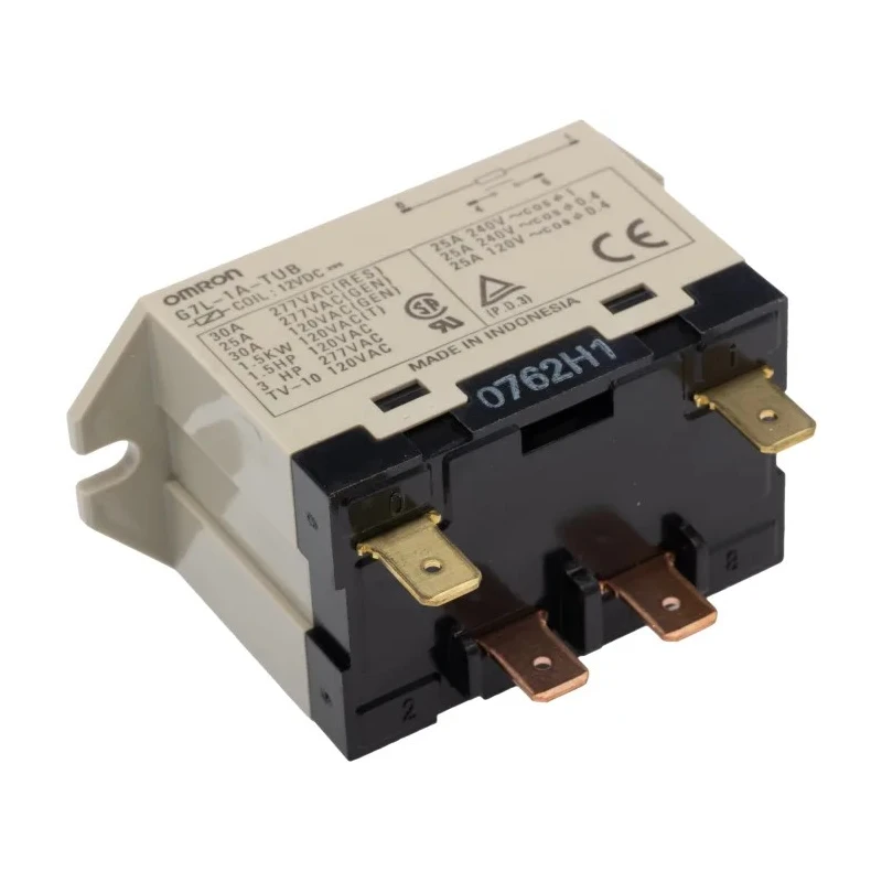 Omron Flange Power Relay 12V DC Coil 1.9W Power 30A Switching Current SPST Quick Connect Terminals G7L-1A-TUB 12DC