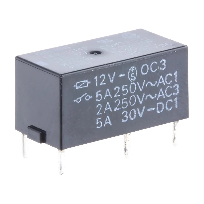 Omron PCB Power Relay SPST 12V DC Coil, 5A Switching Current, Silver Alloy Contacts G6B-1114P-US-SV 12DC