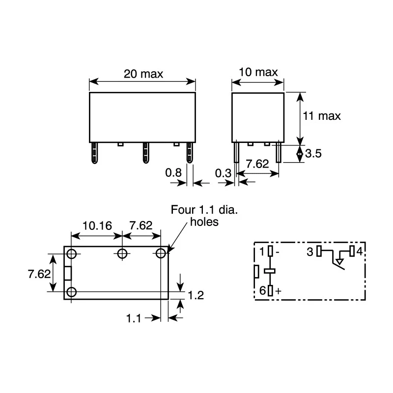 Omron PCB Power Relay SPST 12V DC Coil, 5A Switching Current, Silver Alloy Contacts G6B-1114P-US-SV 12DC
