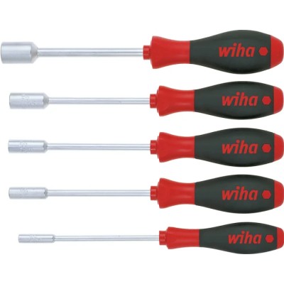 Wiha Hexagon Nut Driver Set, Softfinish Handle, 5 Pieces, Non-Sparking, RoHS Compliant 1034