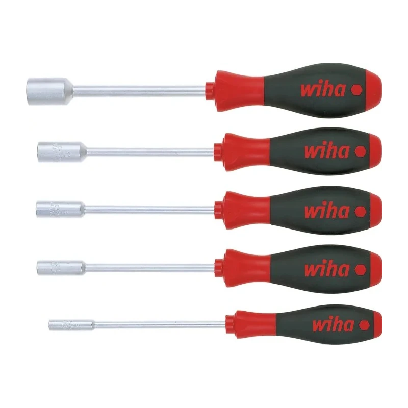 Wiha Hexagon Nut Driver Set, Softfinish Handle, 5 Pieces, Non-Sparking, RoHS Compliant 1034