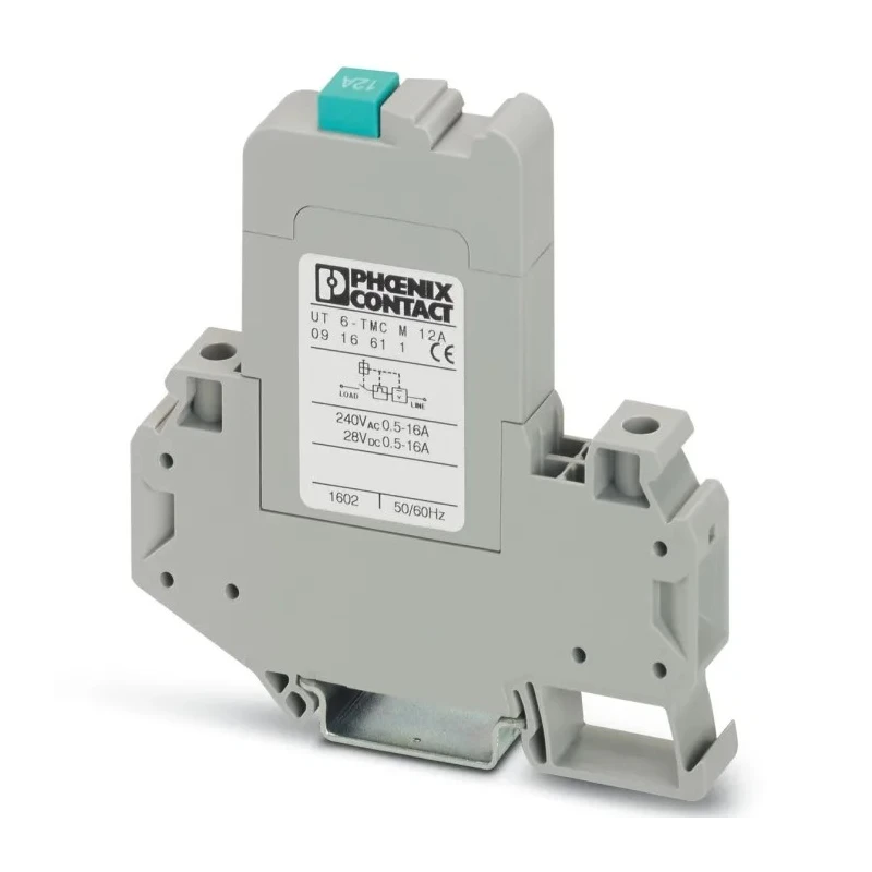 Phoenix Contact Thermal Circuit Breaker CLIPLINE UT 6-TMC, 12A Current Rating, 1-Pole, DIN Rail Mount 0916611