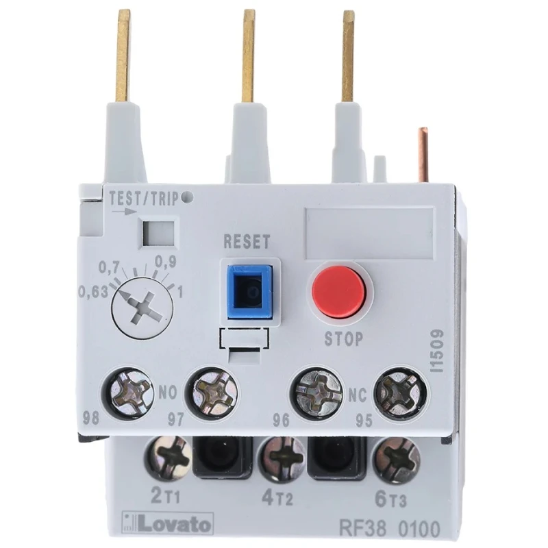 Lovato Electric Thermal Overload Relay IP20 3P NO/NC 0.63 to 1A Adjustable RF38 