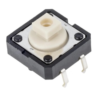 Omron IP00 Ivory Tactile Switch Plunger 12 mm SPST-NO 50mA 500 V ac 24 V dc Through Hole B3F-4050