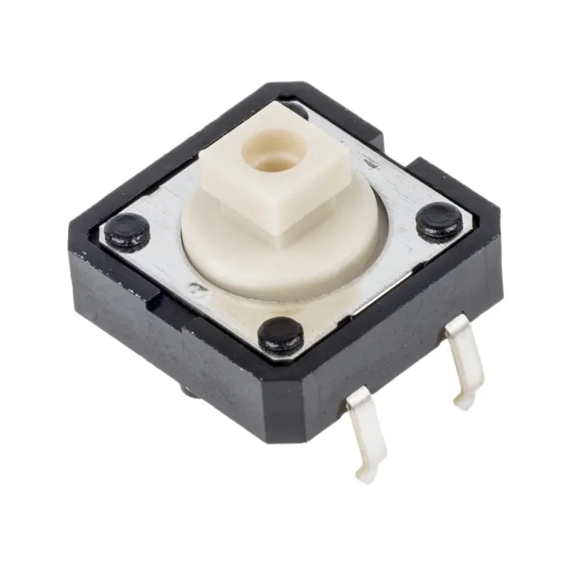 Omron IP00 Ivory Tactile Switch Plunger 12 mm SPST-NO 50mA 500 V ac 24 V dc Through Hole B3F-4050