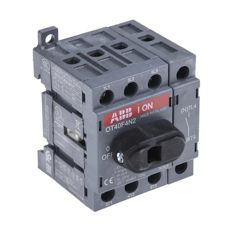 ABB 4-Pole DIN Rail Isolator Switch 3-Phase, IP20, 40A, 560 kW OT40F4N2 1SCA104932R1001