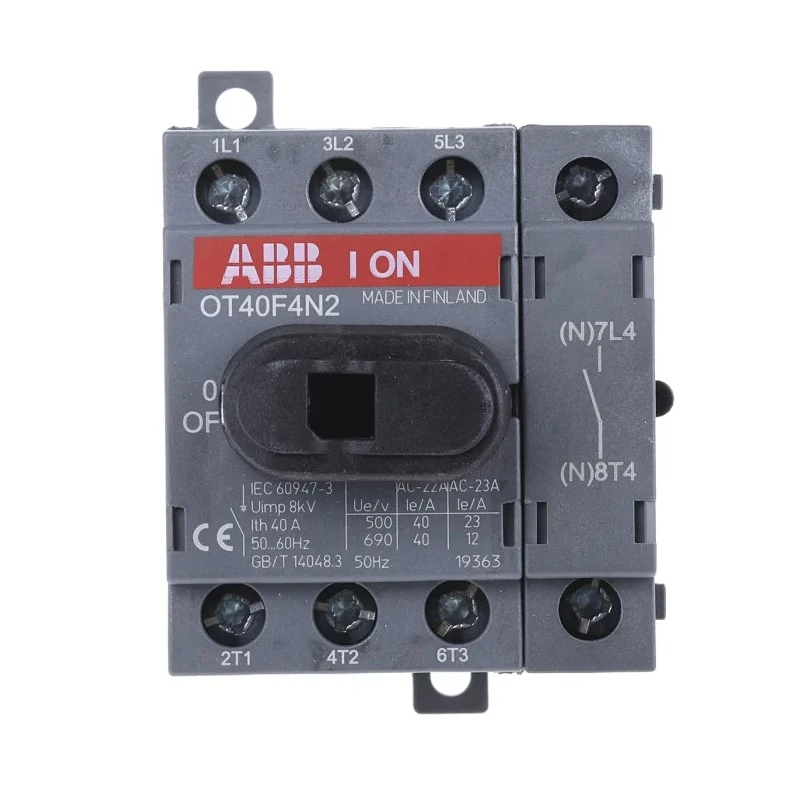 ABB 4-Pole DIN Rail Isolator Switch 3-Phase, IP20, 40A, 560 kW OT40F4N2 1SCA104932R1001