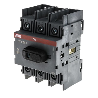 ABB 3-Pole DIN Rail Non-Fused Isolator Switch IP20, 100A, 560kW OT100F3 1SCA105004R1001