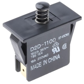 Omron Push Button Mounting Cheek Plunger Switch SPDT 16 A IP40, Operating Temp -25 to 85 °C D2D-1100