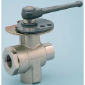 Legris Brass Threaded 3-Way BSPP Ball Valve 12.7 mm Inlet Port 1/2 in Outlet Port Zinc Alloy Handle 0438 12 21