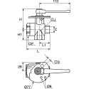 Legris Brass Threaded 3-Way BSPP Ball Valve 12.7 mm Inlet Port 1/2 in Outlet Port Zinc Alloy Handle 0438 12 21