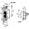 Pinet Plastic Roller Catch 16-1-3594, Catch Fixing Hole Distance 44mm, Length 53.0mm, Width 14.0mm 16-1-3594