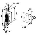 Pinet Plastic Roller Catch 16-1-3594, Catch Fixing Hole Distance 44mm, Length 53.0mm, Width 14.0mm 16-1-3594