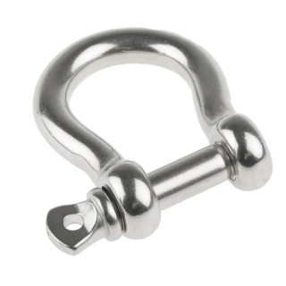RS PRO Stainless Steel Bow Shackle 0.4t Safe Working Load Screw Pin 10mm Diameter 20mm Jaw Width 312-3572