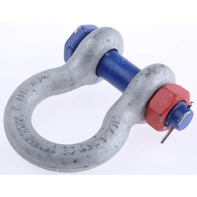 RS PRO Bow Shackle Zinc Plated Steel, 4.75 t Safe Working Load, 19.1 mm Diameter, 31.8 mm Jaw Width, Split Pin 312-3370