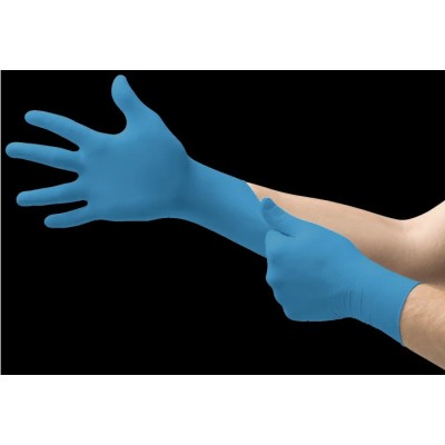 Ansell Blue Nitrile Disposable Gloves 0.1 mm Thickness Food Safe Chemical Resistant Size S 92670070