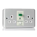 RS PRO 13A Passive 2 RCD Socket Metalclad Surface Mounted BS Standard 230V ac Grey Gloss 687-7320