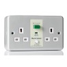 RS PRO 13A Passive 2 RCD Socket Metalclad Surface Mounted BS Standard 230V ac Grey Gloss 687-7320