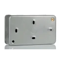 RS PRO 13A Passive 2 RCD Socket Metalclad Surface Mounted BS Standard 230V ac Grey Gloss 687-7320