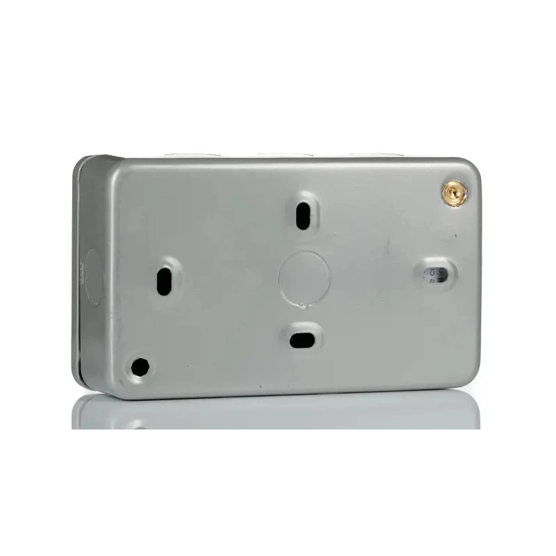 RS PRO 13A Passive 2 RCD Socket Metalclad Surface Mounted BS Standard 230V ac Grey Gloss 687-7320
