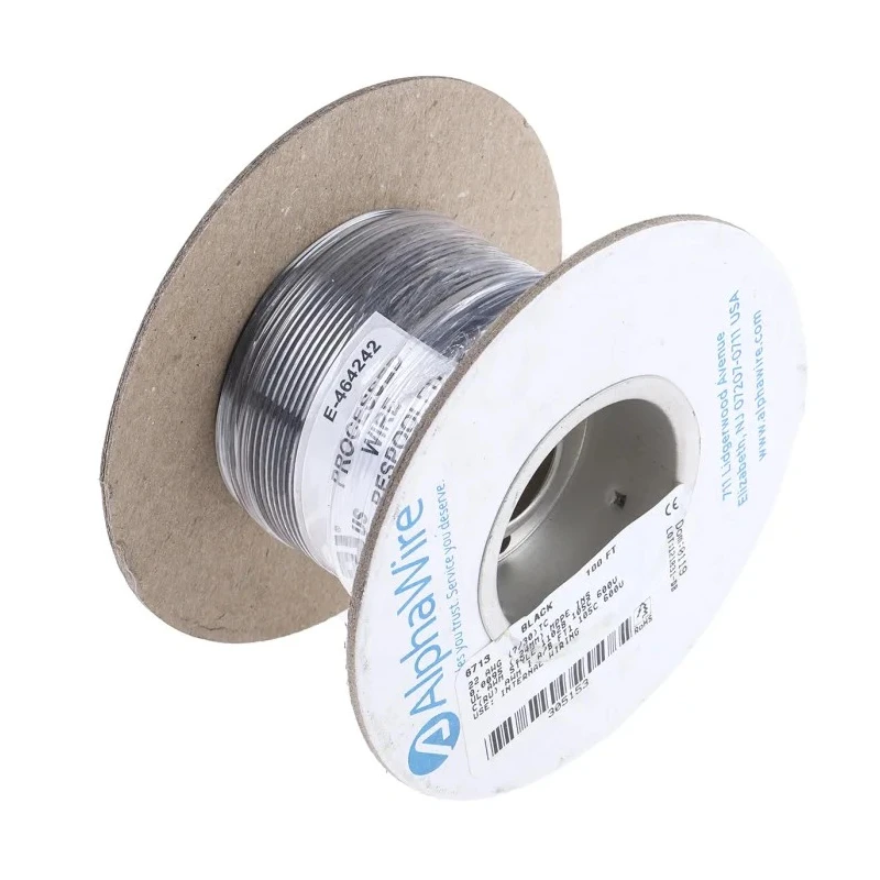 Alpha Wire Ecogen Ecowire Series Black 0.33 mm² Hook Up Wire, 22 AWG, 7x0.25 mm Strands, 30 m Length, MPPE 6713 BK005