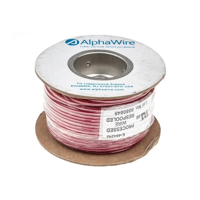 Alpha Wire Ecogen Ecowire Series Red 2.1 mm² Hook Up Wire, 14 AWG, 41/0.25 mm Core Strands, 30 m Length, Modified 6717 RD005