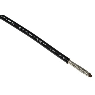 Alpha Wire Ecogen Ecowire Series Black 2.1 mm² Hook Up Wire, 14 AWG, 41/0.25 mm Core Strands, 30 m Length 6717 BK005