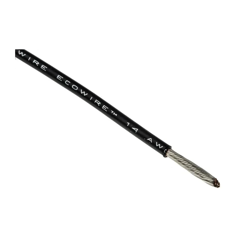 Alpha Wire Ecogen Ecowire Series Black 2.1 mm² Hook Up Wire, 14 AWG, 41/0.25 mm Core Strands, 30 m Length 6717 BK005