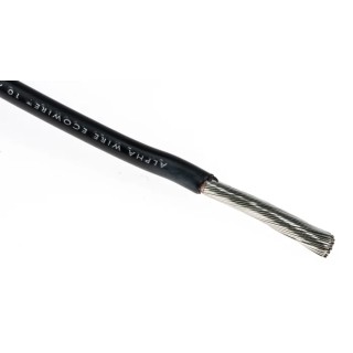 Alpha Wire Ecogen Ecowire Series Black 5.2 mm² Hook Up Wire 10 AWG 105/0.25 mm Core Strands 30 m Modified 6719 BK005