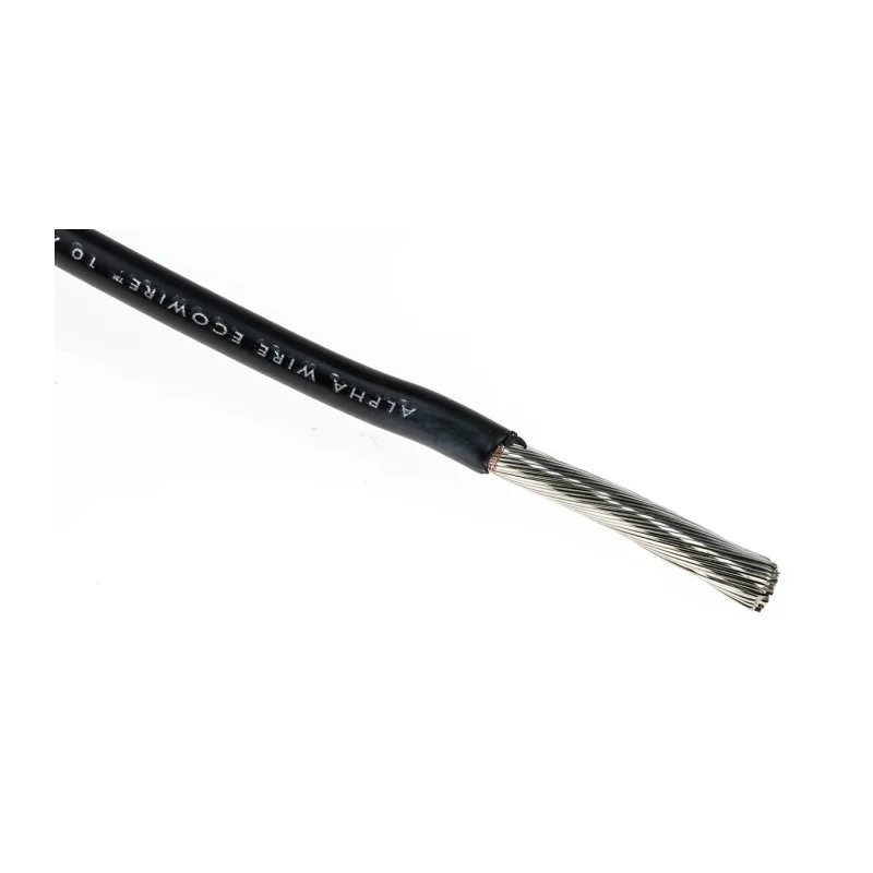 Alpha Wire Ecogen Ecowire Series Black 5.2 mm² Hook Up Wire 10 AWG 105/0.25 mm Core Strands 30 m Modified 6719 BK005